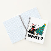 WAS Funny Black Cat Santa Pushing Weihnachtsbaum Notizblock (Innenseite)