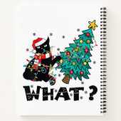 WAS Funny Black Cat Santa Pushing Weihnachtsbaum Notizblock (Rückseite)