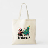 WAS Funny Black Cat Santa Pushing Weihnachtsbaum Tragetasche (Rückseite)
