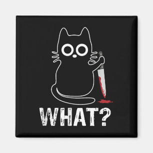 Was_ - Funny Cat mit Knife Grafik Design Magnet