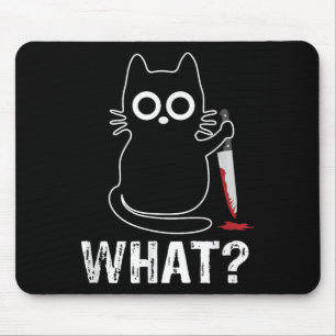 Was_ - Funny Cat mit Knife Grafik Design Mousepad