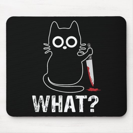 Was_ - Funny Cat mit Knife Grafik Design Mousepad (Vorne)