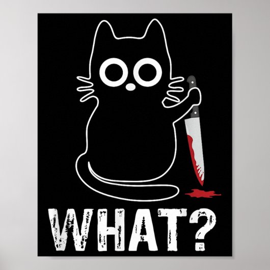 Was_ - Funny Cat mit Knife Grafik Design Poster (Vorne)