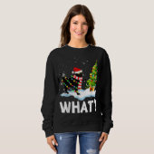 Was Funny Santa Cat Pushing Weihnachtsbaum Xmas L Sweatshirt (Vorne ganz)