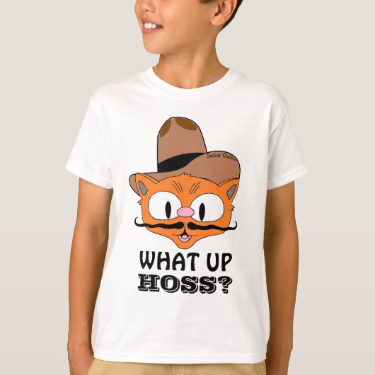 Was für ein Hoss? (Was ist los?) Mustache Cat T-Shirt (Vorderseite)