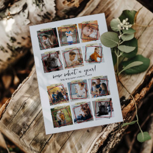 Was für ein Jahr 12 Foto Collage Weihnachtsfeier Feiertagskarte