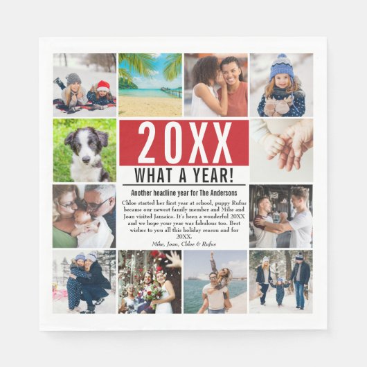 Was für ein Jahr 12 Foto Family News Jahr in Revie Serviette (Vorderseite)