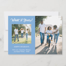 Was für ein Jahr, 3 Foto hell blau Feiertagskarte