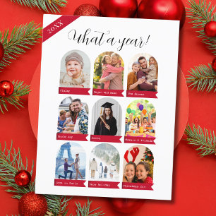 Was für ein Jahr, 9 Foto Collage Family Postcard Feiertagspostkarte
