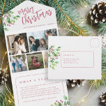 Was für ein Jahr Foto botanisches Blattwerk Weihna All In One Einladung<br><div class="desc">Modernes,  elegantes,  handgeschriebenes,  gebürstetes Kalligrafieschrift mit 5 Foto-Kollektion dreimal im Rezensionskarte mit individuellem personalisierten Text auf beiden Seiten mit grünen,  botanischen Blättern mit Heiligen Beeren.</div>