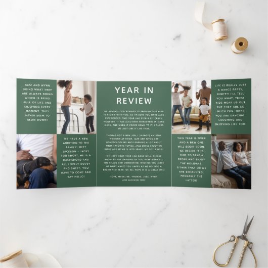 Was für ein Jahr Foto Jahr für grüne Überprüfung Dreifach Gefaltete Urlaubskarte (Innenseite)