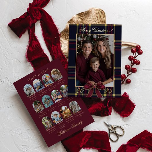 Was für ein Jahr Foto Weihnachten Karo Klassisches Folieneinladung