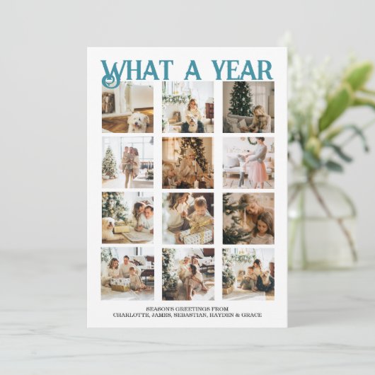 Was für ein Jahr Foto Weihnachten Personalisiert (Stehend Vorderseite)