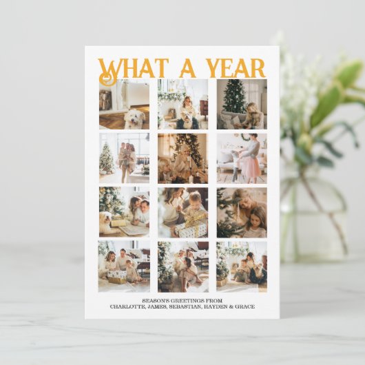 Was für ein Jahr Foto Weihnachten Personalisiert (Stehend Vorderseite)