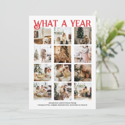 Was für ein Jahr Foto Weihnachten Personalisiert (Stehend Vorderseite)