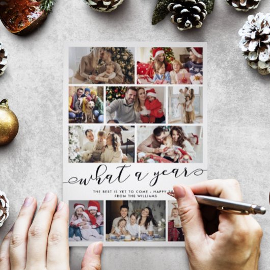 Was für ein Jahr FotoCollage Feiertagskarte