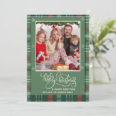 Was für ein Jahr in der Überprüfung Kariert frohe  Karte (Stehend Vorderseite)