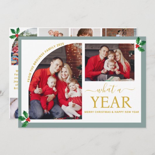 Was für ein Jahr Multi Foto Collage Weihnachten Go Karte (Vorne/Hinten)