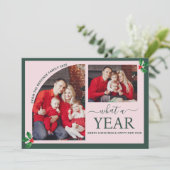Was für ein Jahr Multi Foto Collage Weihnachten Ro Karte (Stehend Vorderseite)