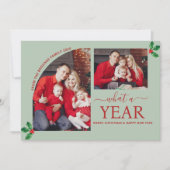 Was für ein Jahr Multi Foto Collage Weihnachtsgrün Karte (Vorderseite)