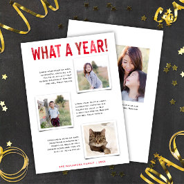 Was für ein Jahr! Neujahrsnachrichten-Foto Feiertagskarte