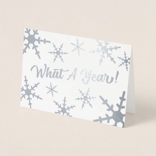 Was für ein Jahr Silver Snowflakes für Business Ur Folienkarte (Vorderseite)