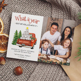 Was für ein Jahr Toilettenpapier Weihnachtsbaum Fo Feiertagskarte