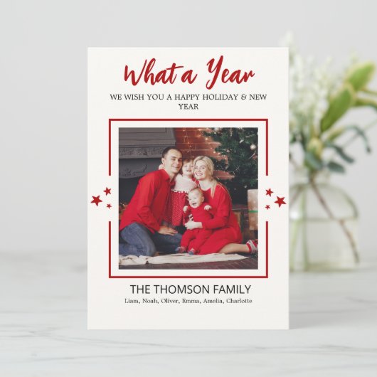 Was für ein Jahr, um Multi-Foto Moderne Weihnachte Karte (Stehend Vorderseite)