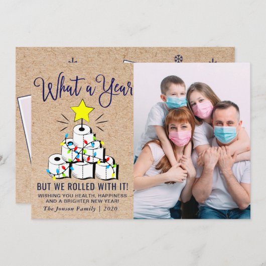 Was für ein Jahr Weihnachten 3 Foto Gruß (Vorne/Hinten)