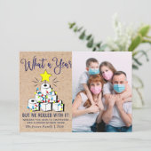 Was für ein Jahr Weihnachten 3 Foto Gruß (Stehend Vorderseite)