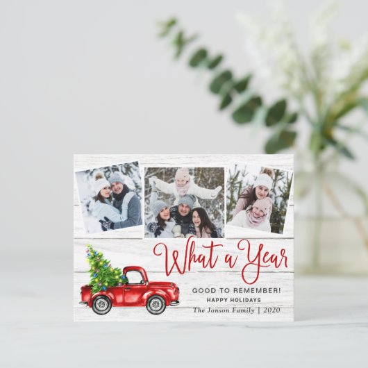 Was für ein Jahr Weihnachten Red Farm LKW 3 Foto Postkarte (Stehend Vorderseite)