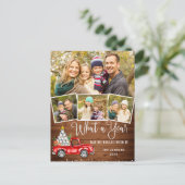 Was für ein Jahr Weihnachten Red Farm LKW 4 Foto Postkarte (Stehend Vorderseite)