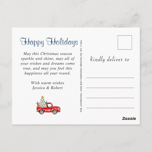 Was für ein Jahr Weihnachten Red Farm LKW 6 Foto Postkarte (Rückseite)