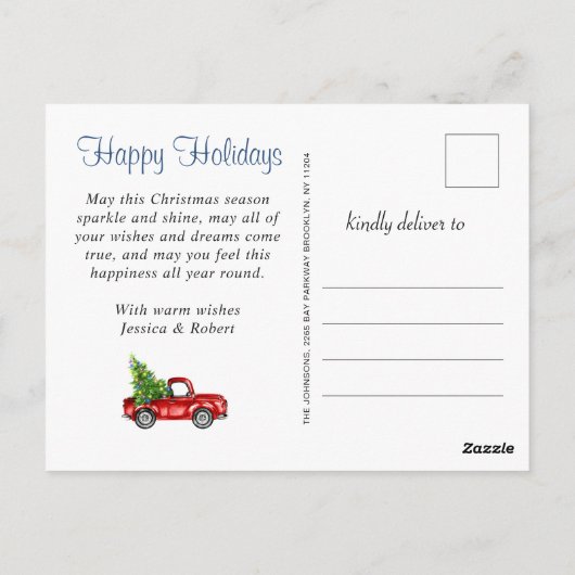 Was für ein Jahr Weihnachten Red Farm LKW 6 Foto Postkarte (Rückseite)