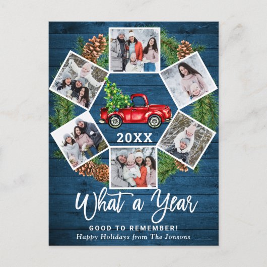 Was für ein Jahr Weihnachten Red Farm LKW 6 Foto Postkarte (Vorderseite)