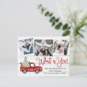 Was für ein Jahr Weihnachten Red Farm Truck Foto Postkarte (Stehend Vorderseite)