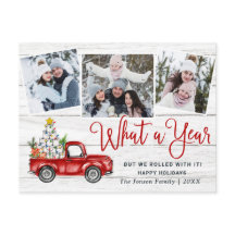 Was für ein Jahr Weihnachten Red Farm Truck Foto