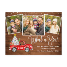 Was für ein Jahr Weihnachten Red Farm Truck Foto