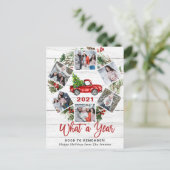 Was für ein Jahr Weihnachten Red Truck 6 Fotokarte Postkarte (Stehend Vorderseite)