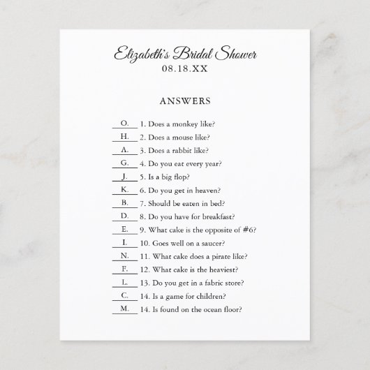 Was für ein Kuchen | Brautparty Game (Rückseite)