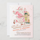 Was für ein lustig-rosa Retro Santa Themed Girl zu Einladung (Vorderseite)