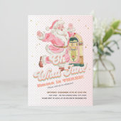 Was für ein lustig-rosa Retro Santa Themed Girl zu Einladung (Stehend Vorderseite)