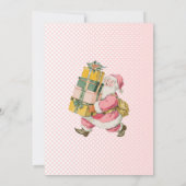 Was für ein lustig-rosa Retro Santa Themed Girl zu Einladung (Rückseite)