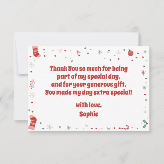 Was für ein lustiger Weihnachtsgeburtstag Dankeskarte (Vorderseite)