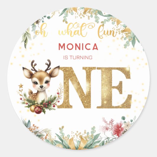 Was für ein lustiger Weihnachtsgeschenk zum ersten Runder Aufkleber (Vorderseite)