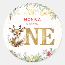 Was für ein lustiger Weihnachtsgeschenk zum ersten Runder Aufkleber