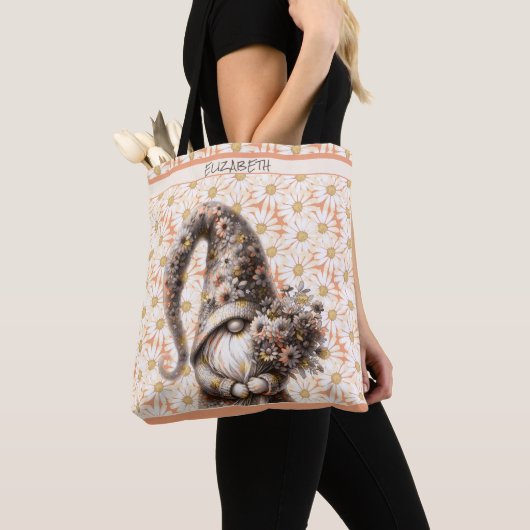 Was für ein Peach Fuzz Gnome mit Blume Bouquet Tasche (Von Nahem)