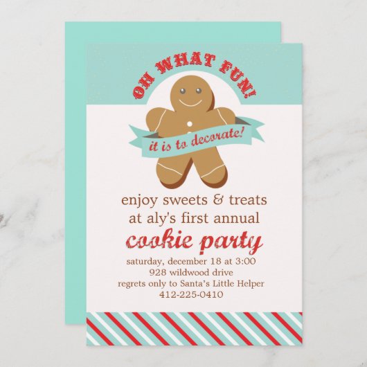 Was für ein Spaß! - Cookie Exchange-Party Einladung (Vorne/Hinten)