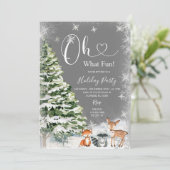 Was für ein Spaß Niedliches Silbertier Hirsch Einladung (Stehend Vorderseite)