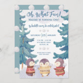 Was für ein Spaß! Penguin Snowball Kampf Geburtsta Einladung (Vorne/Hinten)